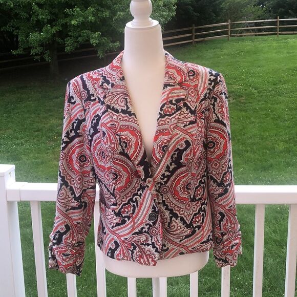 Beautiful Red White & Blue Vintage lined blazer Americana 4th of July Women’s 14 - Picture 16 of 16